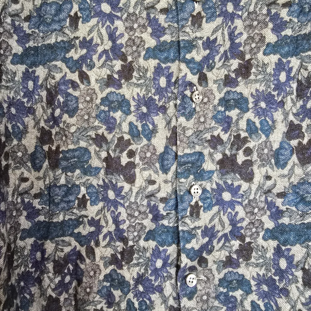 STENSTRÖMS Slimline Long Sleeve Button Up Shirt Blue Floral Pattern - Picture 2 of 4